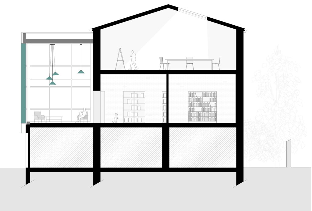 Plan de Coupe de la Bibliothèque de CHARNAY